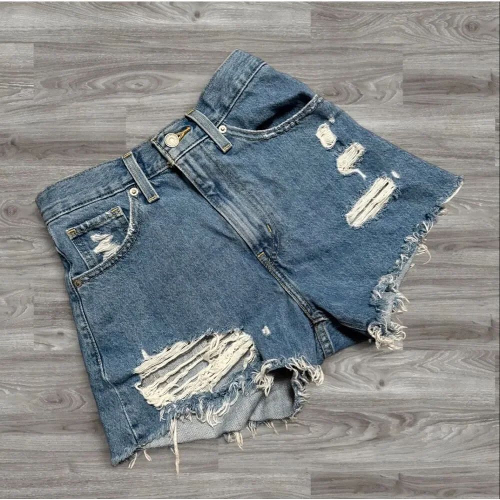 Levi’s High Waist Mom Shorts Cut Off Denim Jeans Light Wash 24”